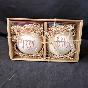 Rae Dunn Artisan Collection Ceramic Ornaments Merry Bright NIB‎ Christmas Decor